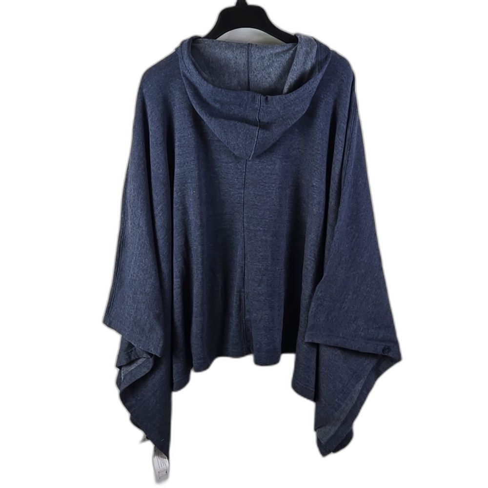 Paw Addict Oversized Poncho, Hooded, Pouch Pocket, Navy Blue One Size Fits Most - Picture 5 of 11